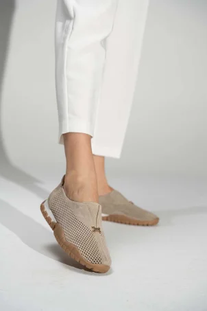 SKS-096 Bej Süet Kadın Sneaker