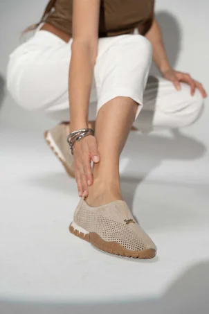 SKS-096 Bej Süet Kadın Sneaker