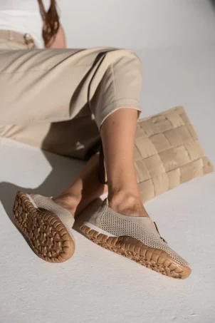 SKS-096 Bej Süet Kadın Sneaker
