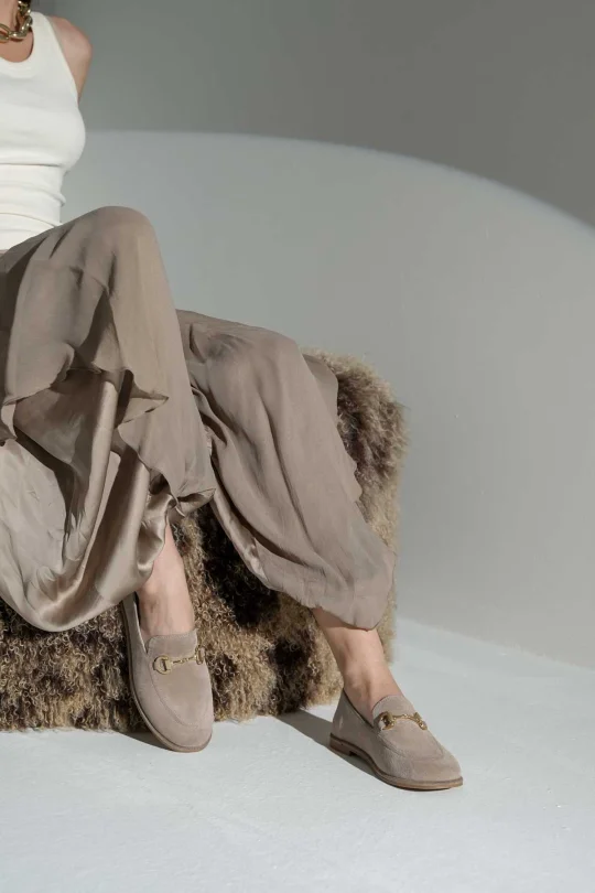 SKL-077 Bej Süet Kadın Loafer