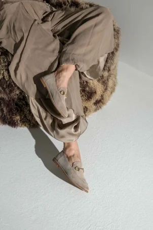 SKL-077 Bej Süet Kadın Loafer