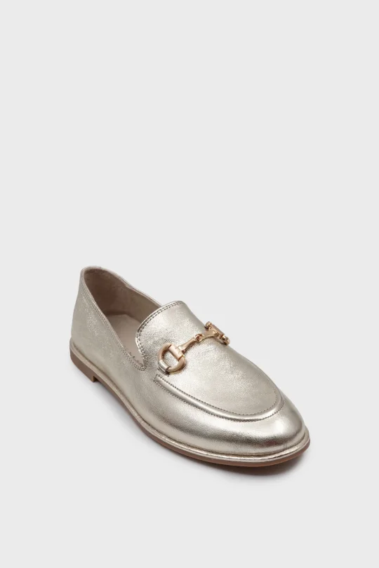 SKL-077 Gold Deri Kadın Loafer