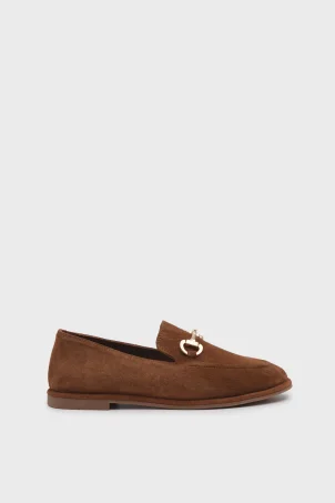 SKL-077 Koyu Taba Süet Kadın Loafer