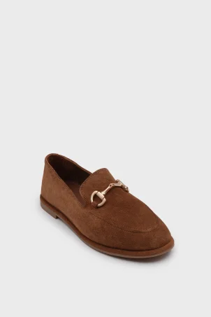 SKL-077 Koyu Taba Süet Kadın Loafer