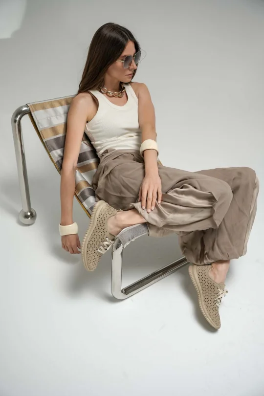 SKS-097 Vizon Nubuk Kadın Sneaker