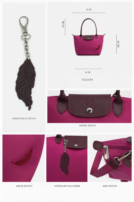 SCO-078 Bordo PIUMA PLUS KADIN OMUZ ÇANTASI