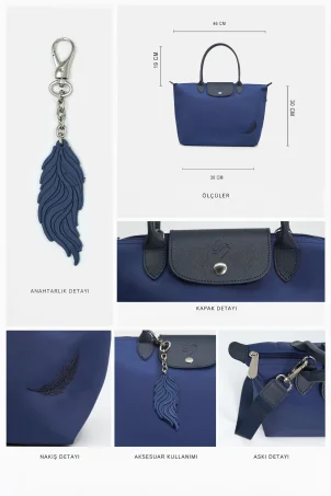 SCO-079 Lacivert PIUMA MAXI KADIN OMUZ ÇANTASI