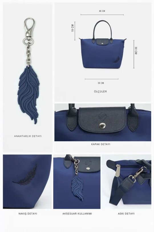 SCO-079 Lacivert PIUMA MAXI KADIN OMUZ ÇANTASI