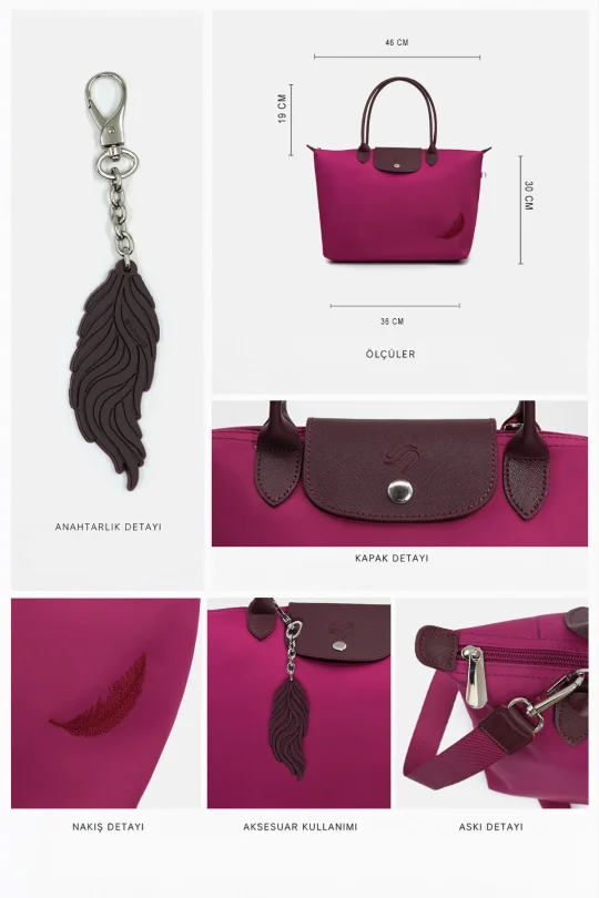 SCO-079 Bordo PIUMA MAXI KADIN OMUZ ÇANTASI