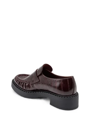 SKL-088 Koyu Kahverengi Croco Kadın Loafer