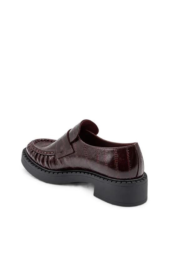 SKL-088 Koyu Kahverengi Croco Kadın Loafer