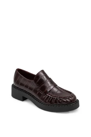 SKL-088 Koyu Kahverengi Croco Kadın Loafer